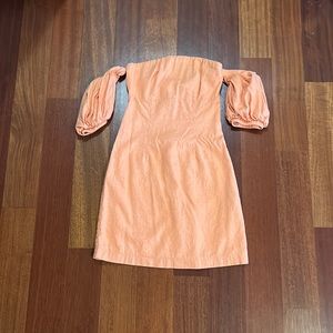 Orange dress off the shoulder